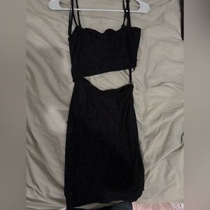 Black body con dress with cut out